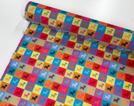 Puppy Pop Art Polycotton
