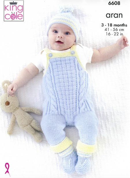 King Cole Dungarees, Jacket, Hat and Bootees Pattern 6608