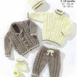 King Cole Jacket, Trousers, Sweater, Hat and Bootees Pattern 6609