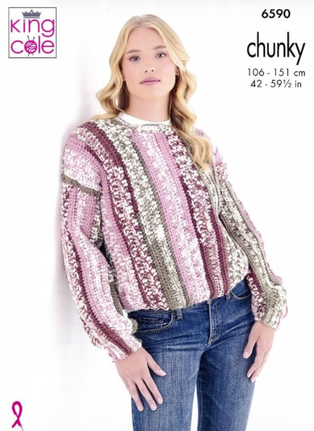 King Cole Crochet Jumper and Cardigan Pattern 6590