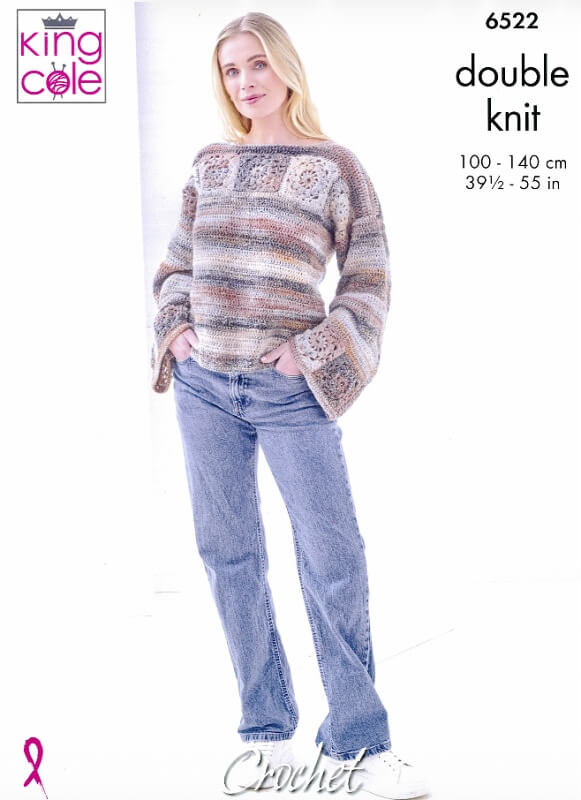 King Cole Crochet T-Shirt and Sweater Pattern 6522