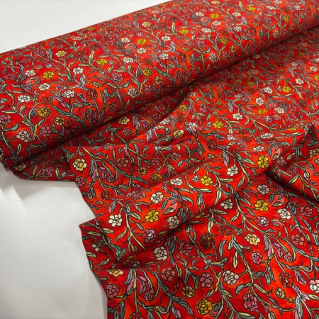 Sketched Flower Vine Lyocell Twill