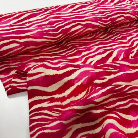 Cerise Tiger Stripes Lyocell Twill