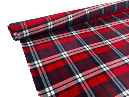 Large Red and Navy Plaid Brushed Cotton