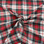 Red, White and Navy Check Brushed Cotton