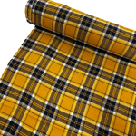 Mustard and Navy Check Brushed Cotton