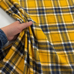 Mustard and Navy Check Brushed Cotton