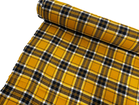 Mustard and Navy Check Brushed Cotton
