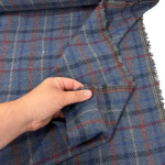 Denim Blue and Grey Check Wool