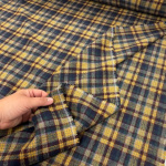 Mustard and Dark Teal Check Wool