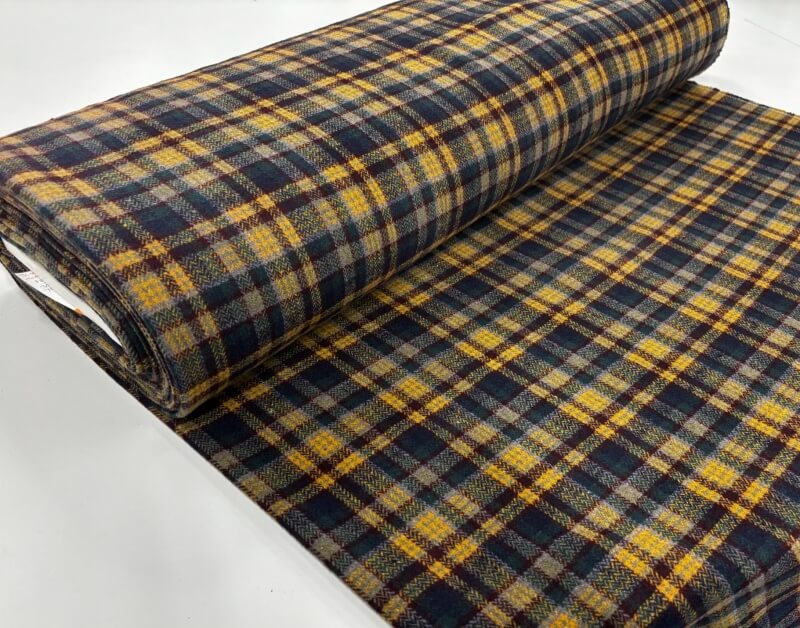 Mustard and Dark Teal Check Wool