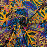 Painted Tribal Leaves Viscose Jersey
