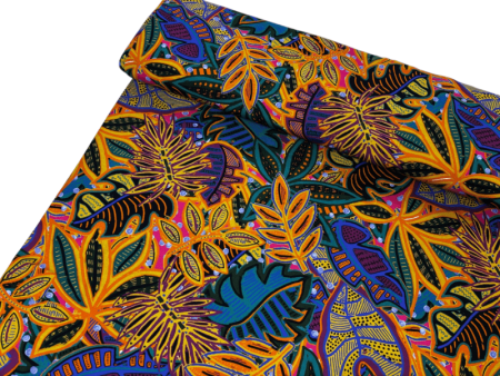 Painted Tribal Leaves Viscose Jersey
