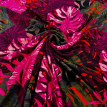 Jungle Leaves Pink Viscose Jersey