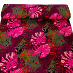 Jungle Leaves Pink Viscose Jersey