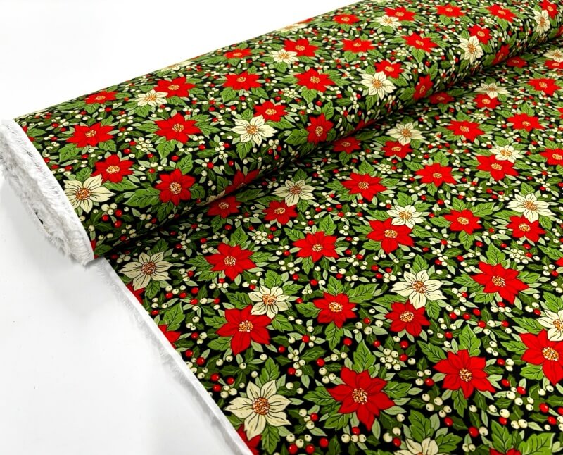 Poinsettia Foliage Wide Cotton