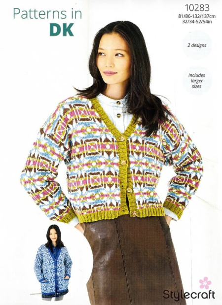 Stylecraft Long and Short Colourwork Cardigans Pattern 10283