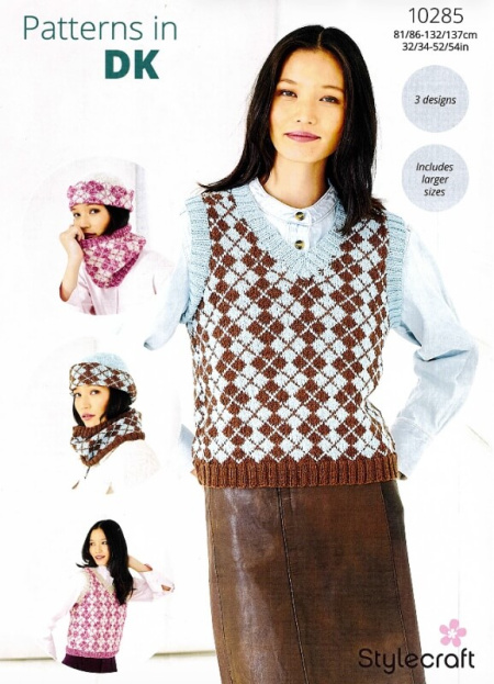 Stylecraft Fair Isle Tank, Hat and Cowl Pattern 10285