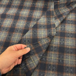Dark Grey and Orange Plaid Wool