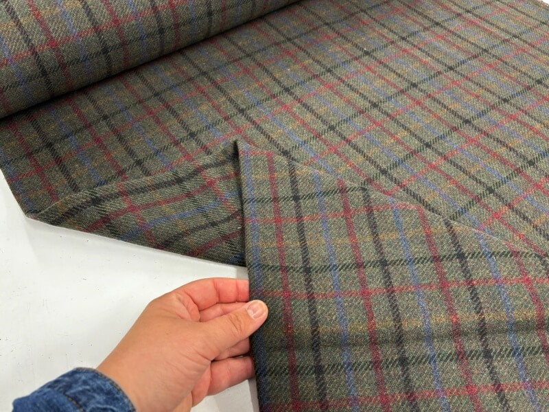 Dark Olive Check Wool